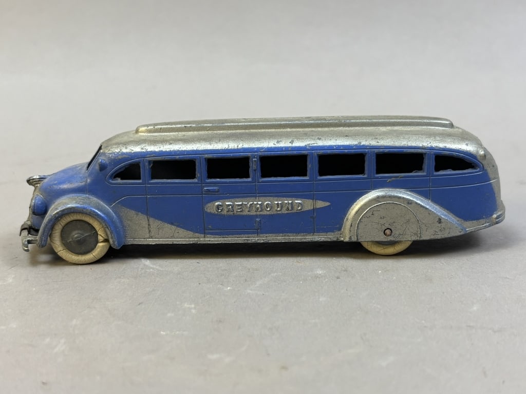 Antique 30s Greyhound Lines 5.75" Metal Bus: Please make sure you view all photos and ask any questions you may have! Great original collectible item. This is day 1 of our 2 day one owner auction event. Thanks and have a great day! Holler & Hamm