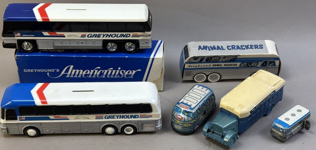 NOS Lot 6 Greyhound Americruiser Avon Crackers Bus: Please make sure you view all photos and ask any questions you may have! Great original collectible item. This is day 1 of our 2 day one owner auction event. Thanks and have a great day! Holler & Hamm