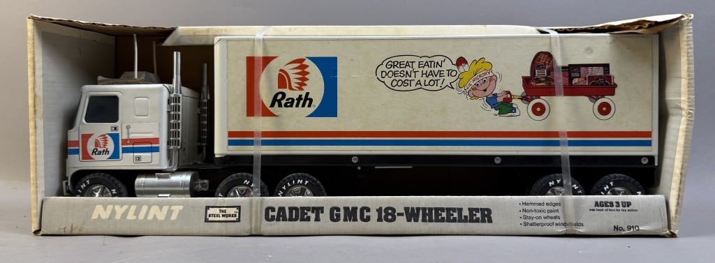 Nylint Cadet GMC 18 Wheeler Rath NOS Truck #910: Please make sure you view all photos and ask any questions you may have! Great original collectible item. This is day 1 of our 2 day one owner auction event. Thanks and have a great day! Holler & Hamm