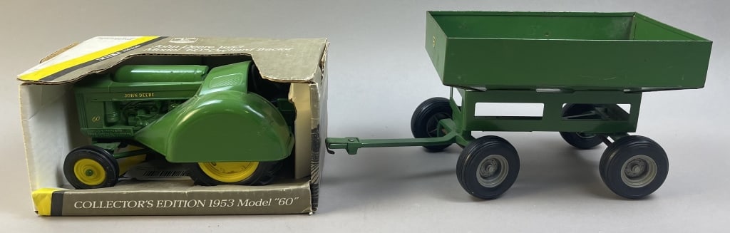JD 1954 Model 60 Orchard Tractor & Grain Wagon: Please make sure you view all photos and ask any questions you may have! Great original collectible item. This is day 1 of our 2 day one owner auction event. Thanks and have a great day! Holler &