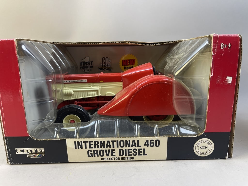 Two 1/16 Scale Model Tractors & Spreader Implement - 2