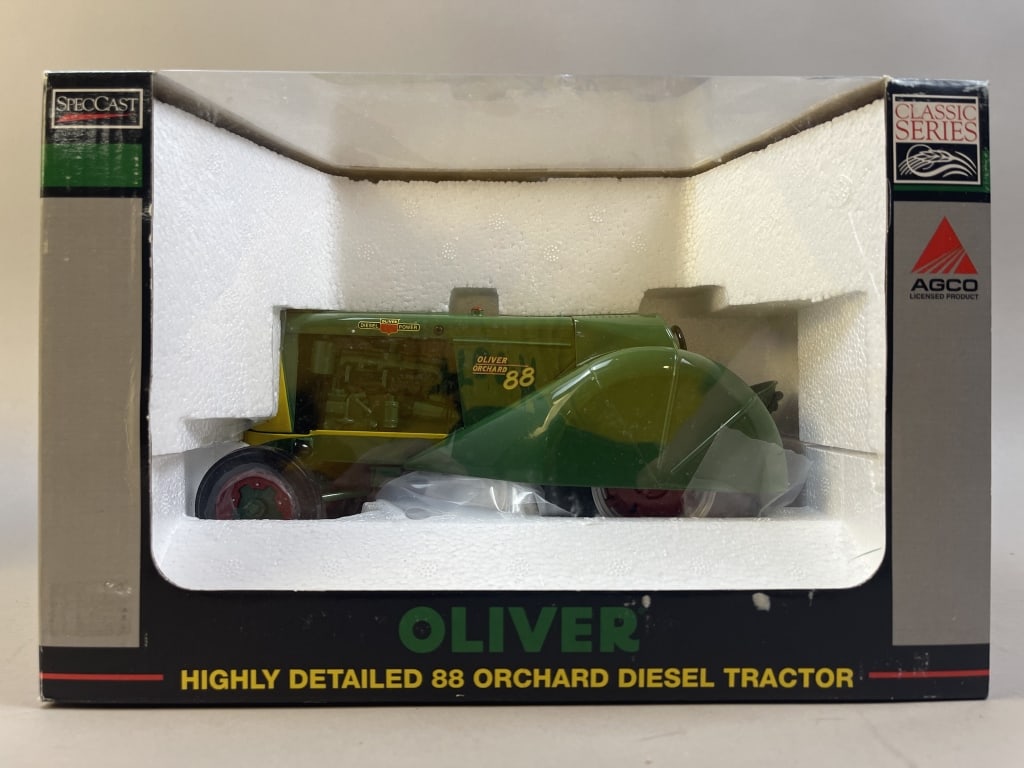 Two 1/16 Scale Model Tractors & Spreader Implement - 5