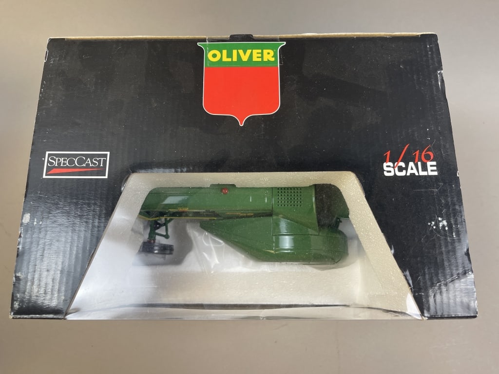 Two 1/16 Scale Model Tractors & Spreader Implement - 6