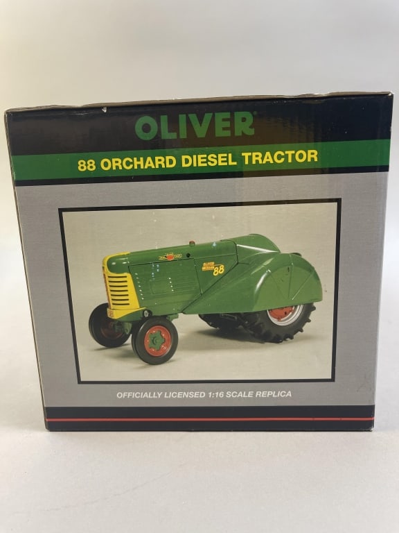 Two 1/16 Scale Model Tractors & Spreader Implement - 7