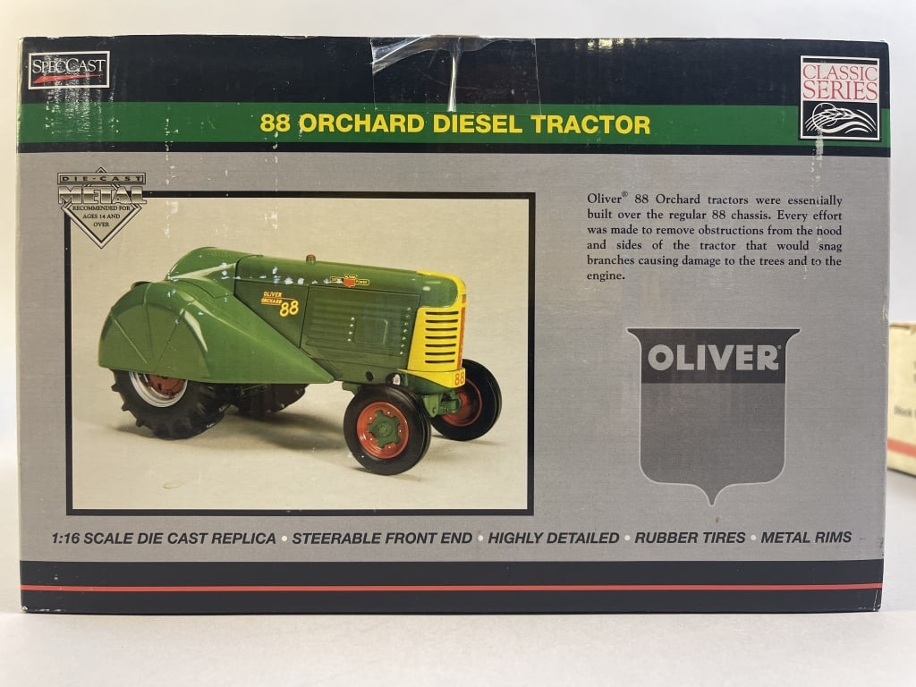 Two 1/16 Scale Model Tractors & Spreader Implement - 8