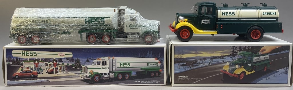 2 Hess Gasoline Tanker Trailer Trucks w/ Box NOS: Please make sure you view all photos and ask any questions you may have! Great original collectible item. This is day 1 of our 2 day one owner auction event. Thanks and have a great day! Holler & Hamm