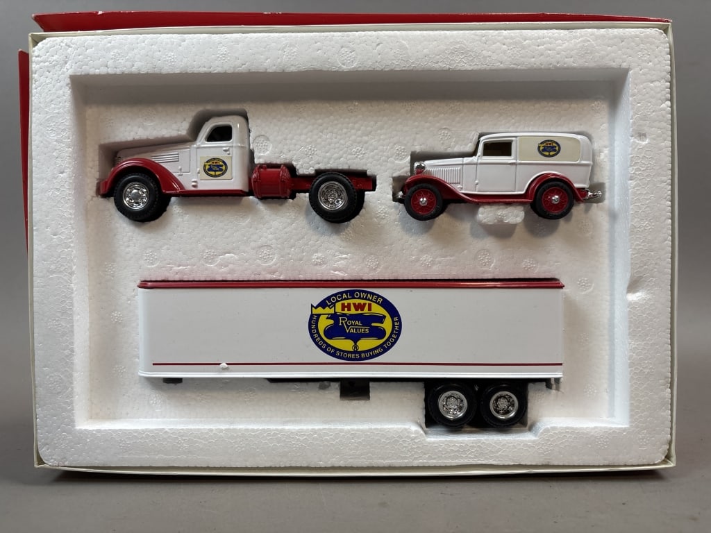HWI Royal Values Die Cast Metal Toy Truck: Please make sure you view all photos and ask any questions you may have! Great original collectible item. This is day 1 of our 2 day one owner auction event. Thanks and have a great day! Holler & Hamm