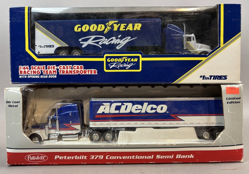 2 Die Cast Metal Semi Trucks Goodyear & ACDelco: Please make sure you view all photos and ask any questions you may have! Great original collectible item. This is day 1 of our 2 day one owner auction event. Thanks and have a great day! Holler & Hamm