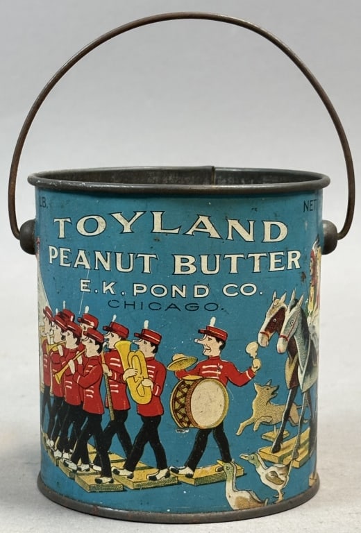 Toyland 1lb Peanut Butter Tin EK Pond Co Chicago: Please make sure you view all photos and ask any questions you may have! Great original collectible item. This is day 1 of our 2 day one owner auction event. Thanks and have a great day! Holler &