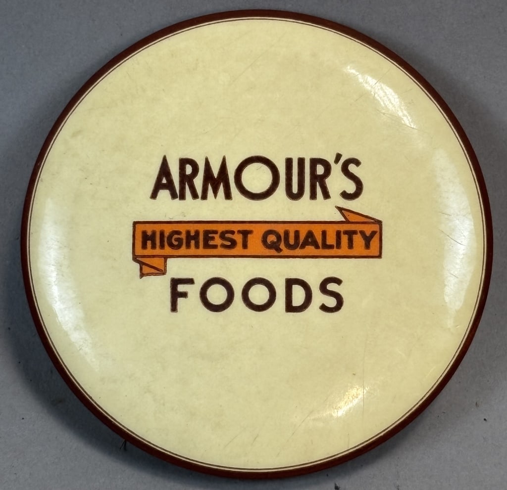 Armour's Highest Quality Foods Advertising Mirror: Please make sure you view all photos and ask any questions you may have! Great original collectible item. This is day 1 of our 2 day one owner auction event. Thanks and have a great day! Holler &