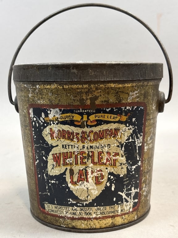 Morris & Company White Leaf Lard: Please make sure you view all photos and ask any questions you may have! Great original collectible item. This is day 1 of our 2 day one owner auction event. Thanks and have a great day! Holler &