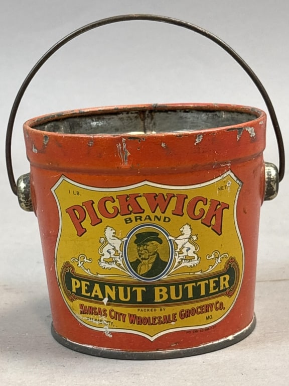 Pickwick 1lb Peanut Butter Tin Bucket w/ Handle: Please make sure you view all photos and ask any questions you may have! Great original collectible item. This is day 1 of our 2 day one owner auction event. Thanks and have a great day! Holler & Hamm