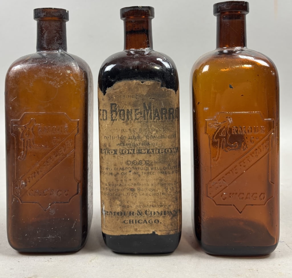 Lot of 3 Armour Red Bone Marrow 2 Empty Bottles 1 Full Bottle: Please make sure you view all photos and ask any questions you may have! Great original collectible item. This is day 1 of our 2 day one owner auction event. Thanks and have a great day! Holler &