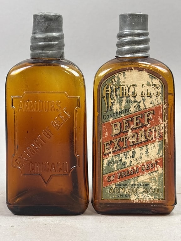 Pair Armour's Beef Extract Chicago Illinois: Please make sure you view all photos and ask any questions you may have! Great original collectible item. This is day 1 of our 2 day one owner auction event. Thanks and have a great day! Holler &