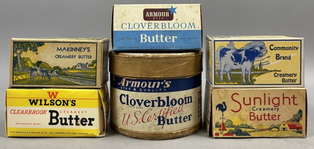 Lot of 6 Armour's Wilson's Sunlight Creamy Butter: Please make sure you view all photos and ask any questions you may have! Great original collectible item. This is day 1 of our 2 day one owner auction event. Thanks and have a great day! Holler &