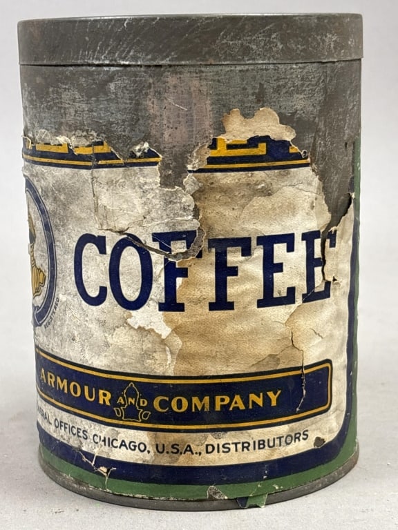 Antique Armour's Coffee Tin w/ Paper Label Chicago: Please make sure you view all photos and ask any questions you may have! Great original collectible item. This is day 1 of our 2 day one owner auction event. Thanks and have a great day! Holler & Hamm