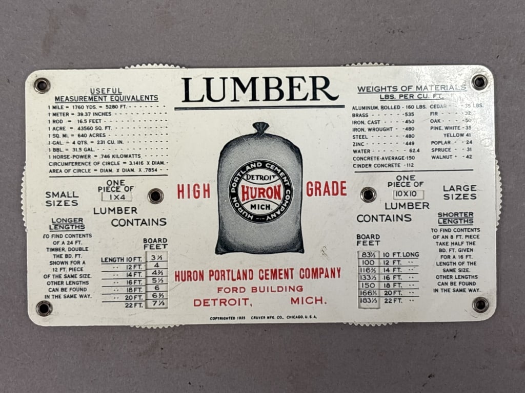 Huron Portland Cement Co Lumber & Concrete Card: Please make sure you view all photos and ask any questions you may have! Great original collectible item. This is day 1 of our 2 day one owner auction event. Thanks and have a great day! Holler &