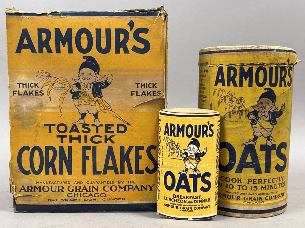 Lot of 3 Armour's Corn Flakes, Oats & Oats Book: Please make sure you view all photos and ask any questions you may have! Great original collectible item. This is day 1 of our 2 day one owner auction event. Thanks and have a great day! Holler & Hamm
