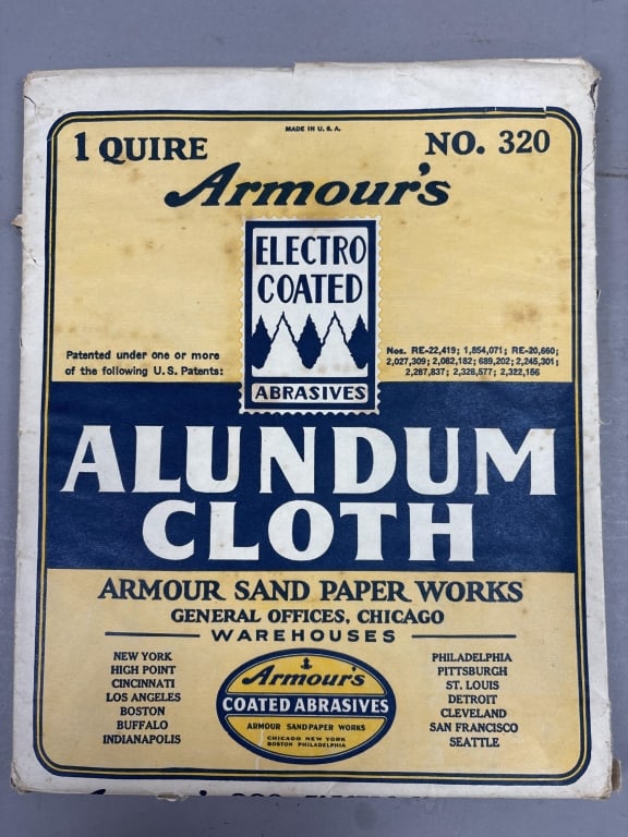 Armour's Alundum Cloth Sand Paper Works Unopened: Please make sure you view all photos and ask any questions you may have! Great original collectible item. This is day 1 of our 2 day one owner auction event. Thanks and have a great day! Holler &