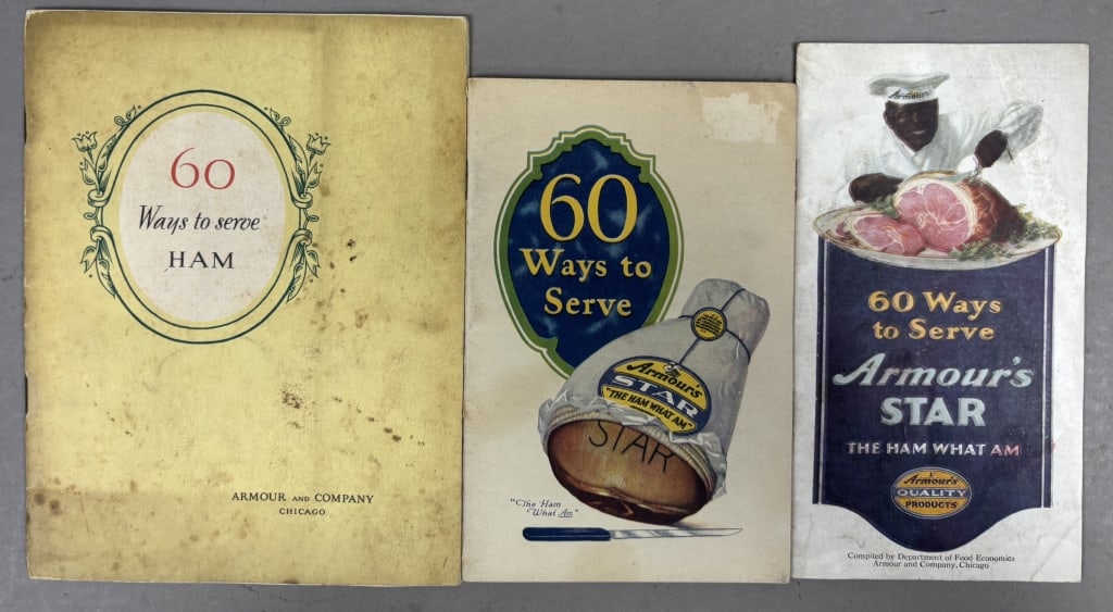 Lot of 3 Armour's Ham Recipe Books: Please make sure you view all photos and ask any questions you may have! Great original collectible item. This is day 1 of our 2 day one owner auction event. Thanks and have a great day! Holler & Hamm