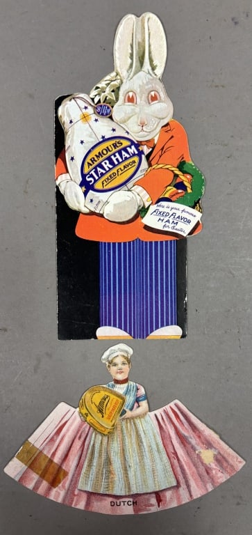 Pair Armour's Ham & Beef Advertising: Please make sure you view all photos and ask any questions you may have! Great original collectible item. This is day 1 of our 2 day one owner auction event. Thanks and have a great day! Holler &