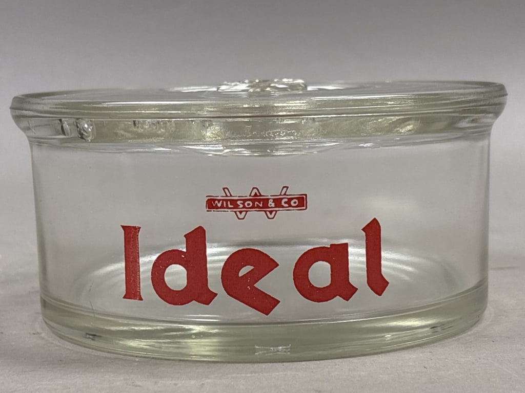 Wilson & Co Ideal Glass Candy Dish with Lid: Please make sure you view all photos and ask any questions you may have! Great original collectible item. This is day 1 of our 2 day one owner auction event. Thanks and have a great day! Holler & Hamm
