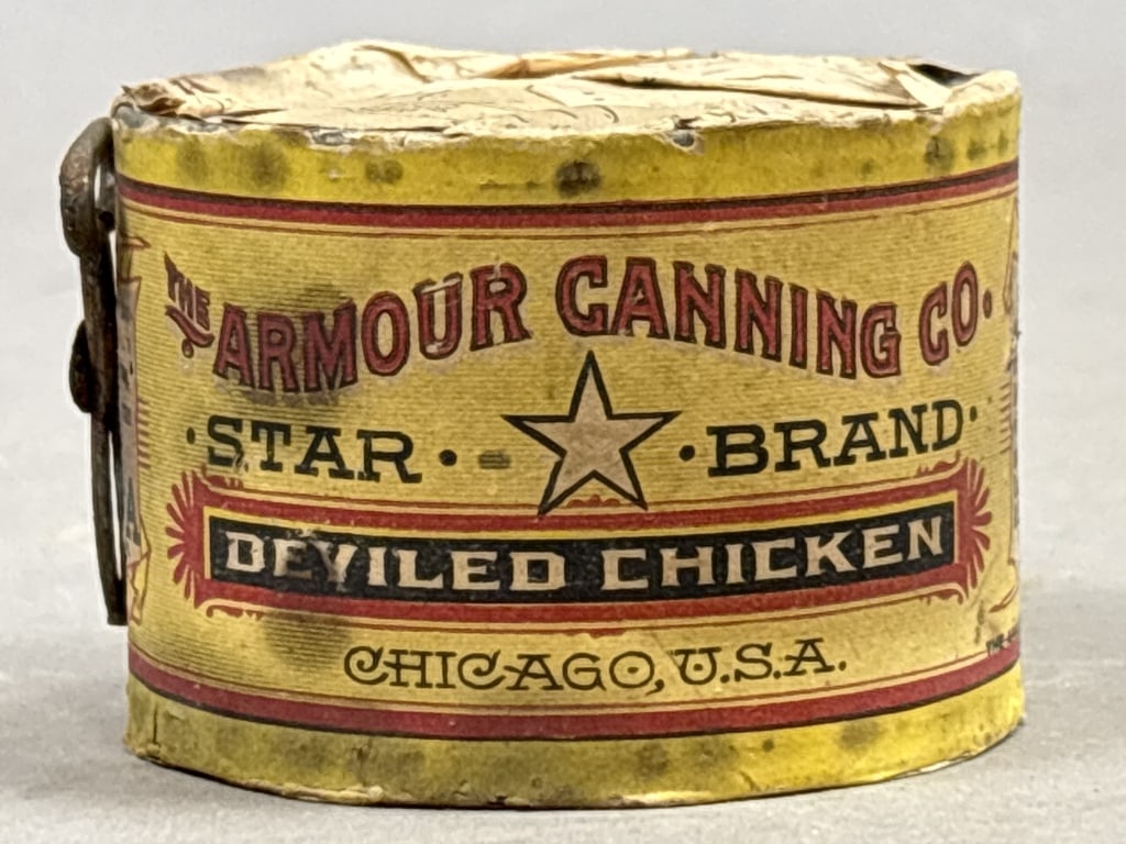 Armour Canning Co Deviled Chicken Can w/ Key: Please make sure you view all photos and ask any questions you may have! Great original collectible item. This is day 1 of our 2 day one owner auction event. Thanks and have a great day! Holler & Hamm