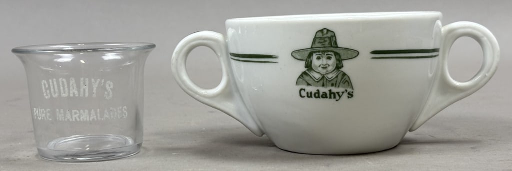 Antique Pair Cudahy's Advertising Marmalade Cups: Please make sure you view all photos and ask any questions you may have! Great original collectible item. This is day 1 of our 2 day one owner auction event. Thanks and have a great day! Holler & Hamm