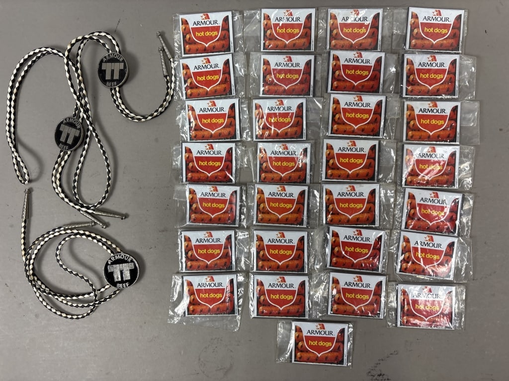 Lot of 32 Armour Neck Ties and Magnets: Magnets have 2 per pack - Please make sure you view all photos and ask any questions you may have! Great original collectible item. This is day 1 of our 2 day one owner auction event. Thanks and have 
