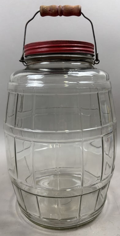 Wilson's Certified Pure Foods Glass Barrel Jar: Please make sure you view all photos and ask any questions you may have! Great original collectible item. This is day 1 of our 2 day one owner auction event. Thanks and have a great day! Holler & Hamm