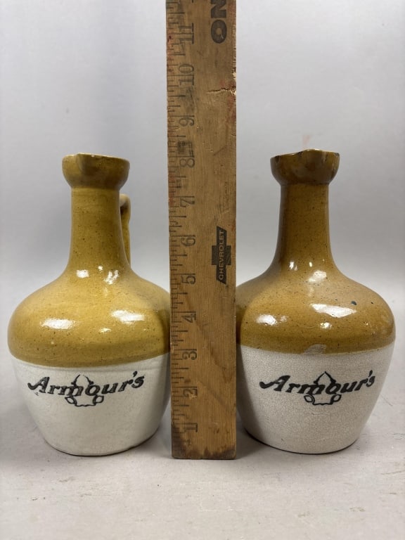 Pair Armour's Stoneware Pitchers - 8