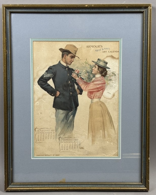 19"x15" Armour's Army & Navy 1899 Calendar: Please make sure you view all photos and ask any questions you may have! Great original collectible item. This is day 1 of our 2 day one owner auction event. Thanks and have a great day! Holler & Hamm