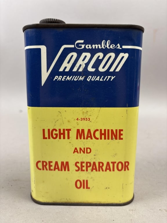 Gambles Varcon Machine Cream Separator Oil Can FULL: See all photos as a better idea of condition.