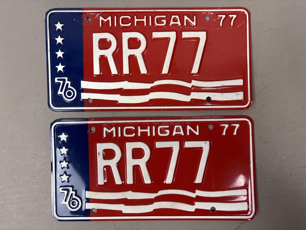Pair 1977 Rolls Royce Michigan Personalized Plates: See all photos as a better idea of condition.