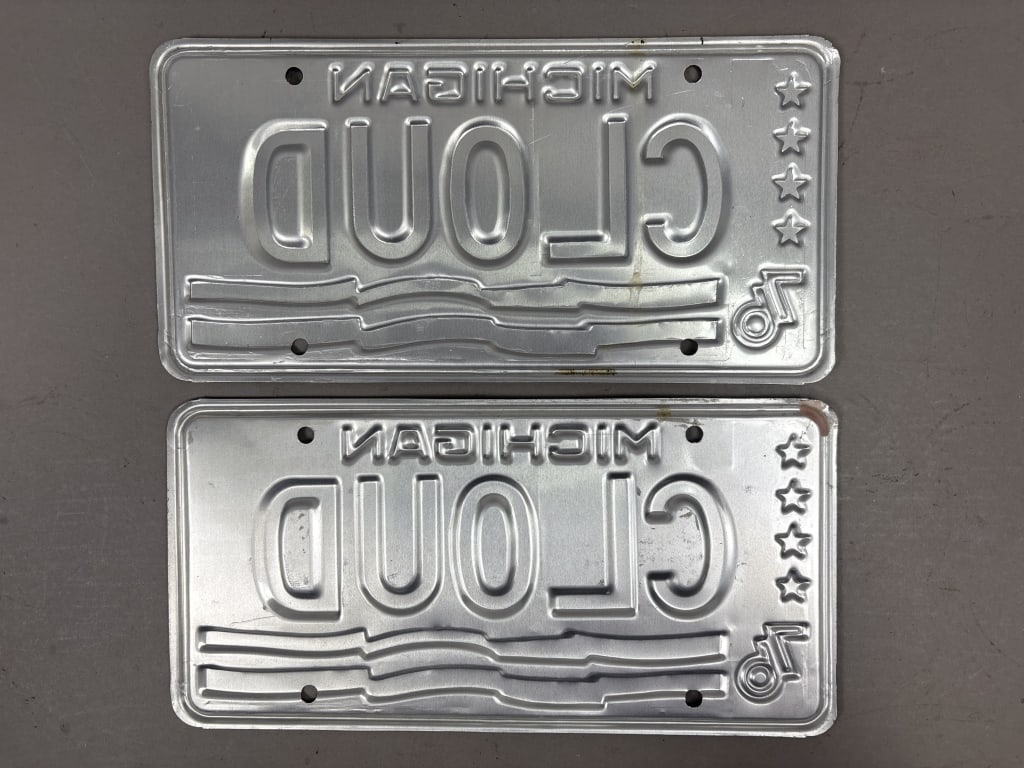 Pair 1976 CLOUD Michigan Personalized Plates EX+ - 2