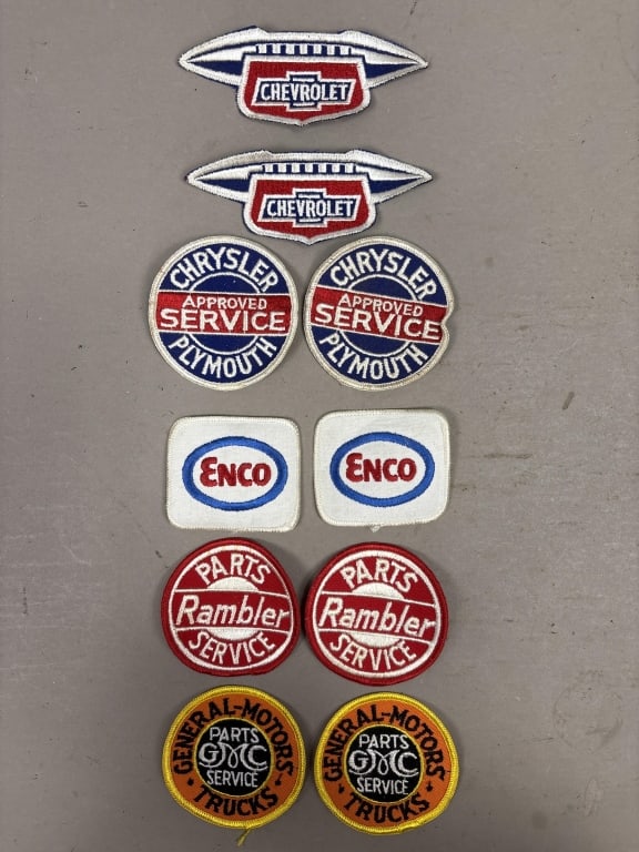 Lot 10 Chevy Chrysler Enco GMC Rambler Patches: See all photos as a better idea of condition.