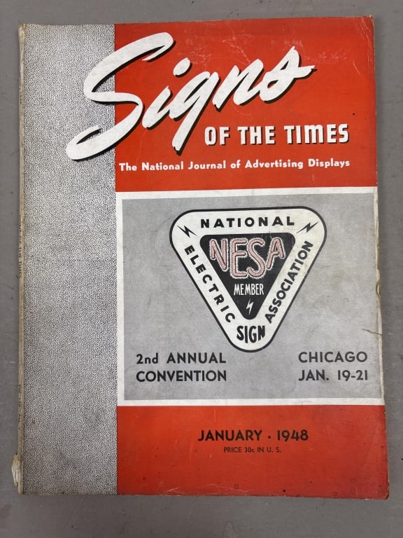 January 1948 NEON Signs of the Times NESA Magazine: See all photos as a better idea of condition.