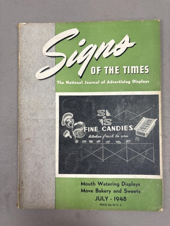 July 1948 Signs of Times NEON Advertising Magazine: See all photos as a better idea of condition.