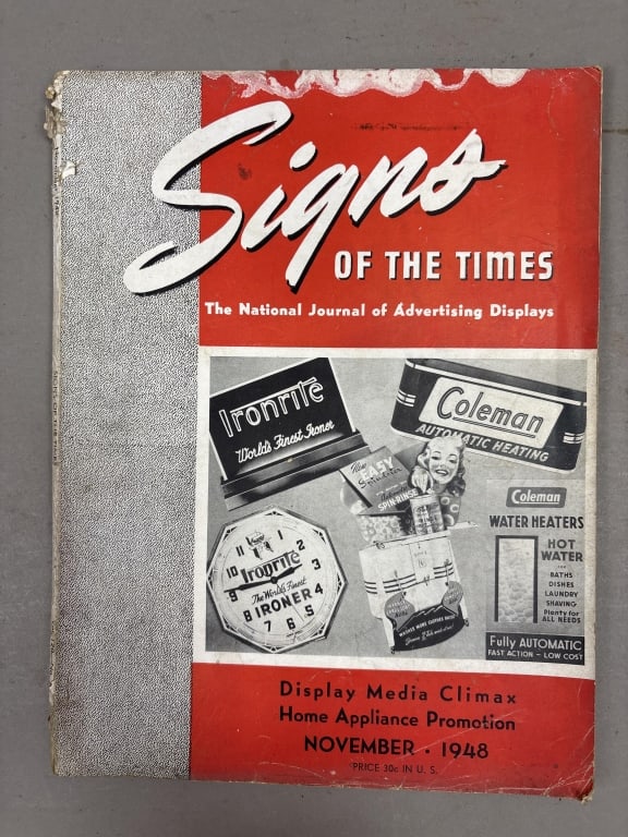 November 1948 Signs of the Times NEON Advertising: See all photos as a better idea of condition.