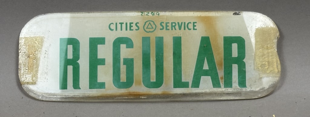 Cities Service Regular Glass Gas Pump Ad Glass: See all photos as a better idea of condition.