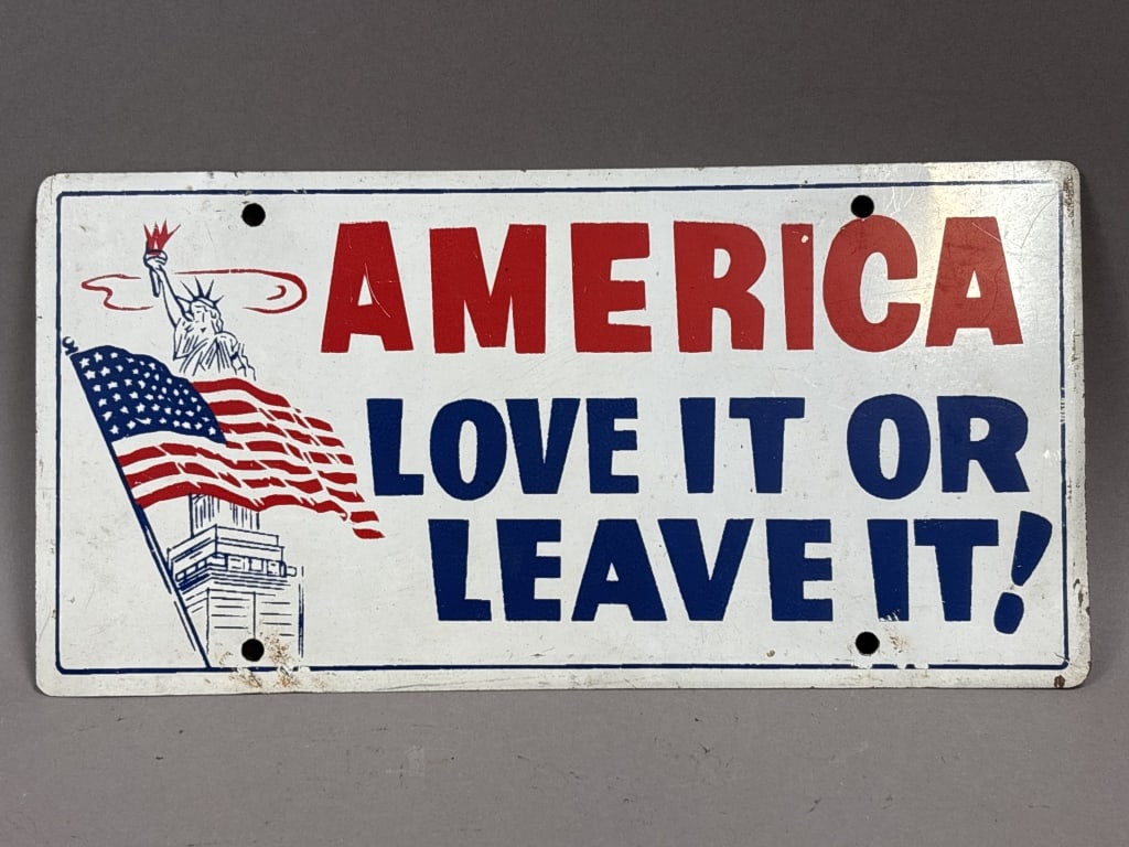 America Love It Or Leave It Novelty License Plate: See all photos as a better idea of condition.