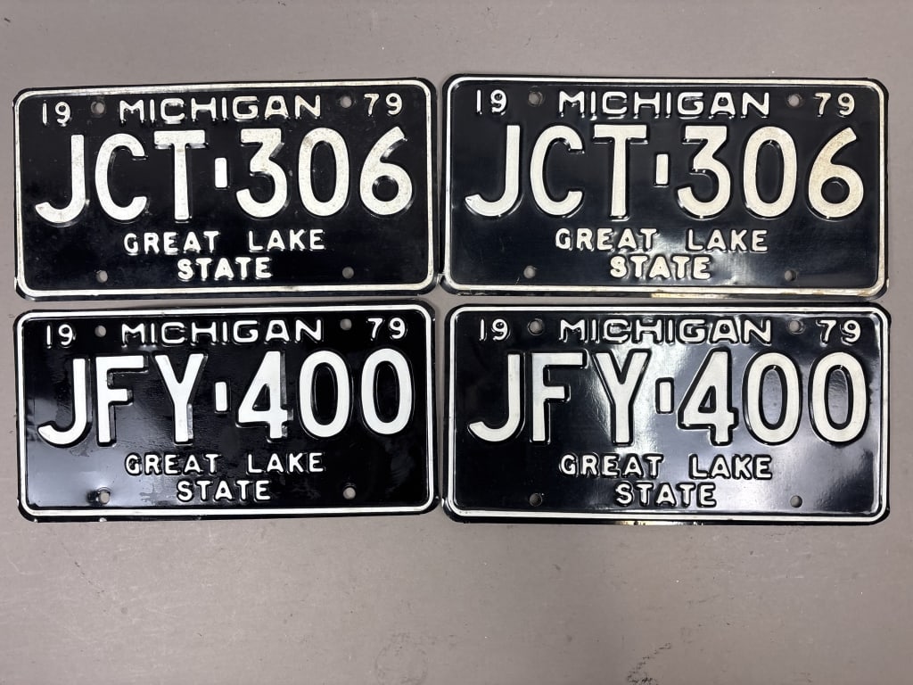 2 Pairs 1979 Vintage Michigan License Plates: See all photos as a better idea of condition.