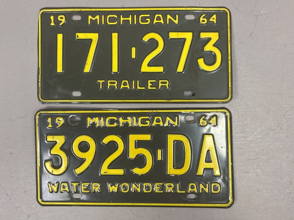 Pair 1964 Vintage Michigan License Plates: See all photos as a better idea of condition.