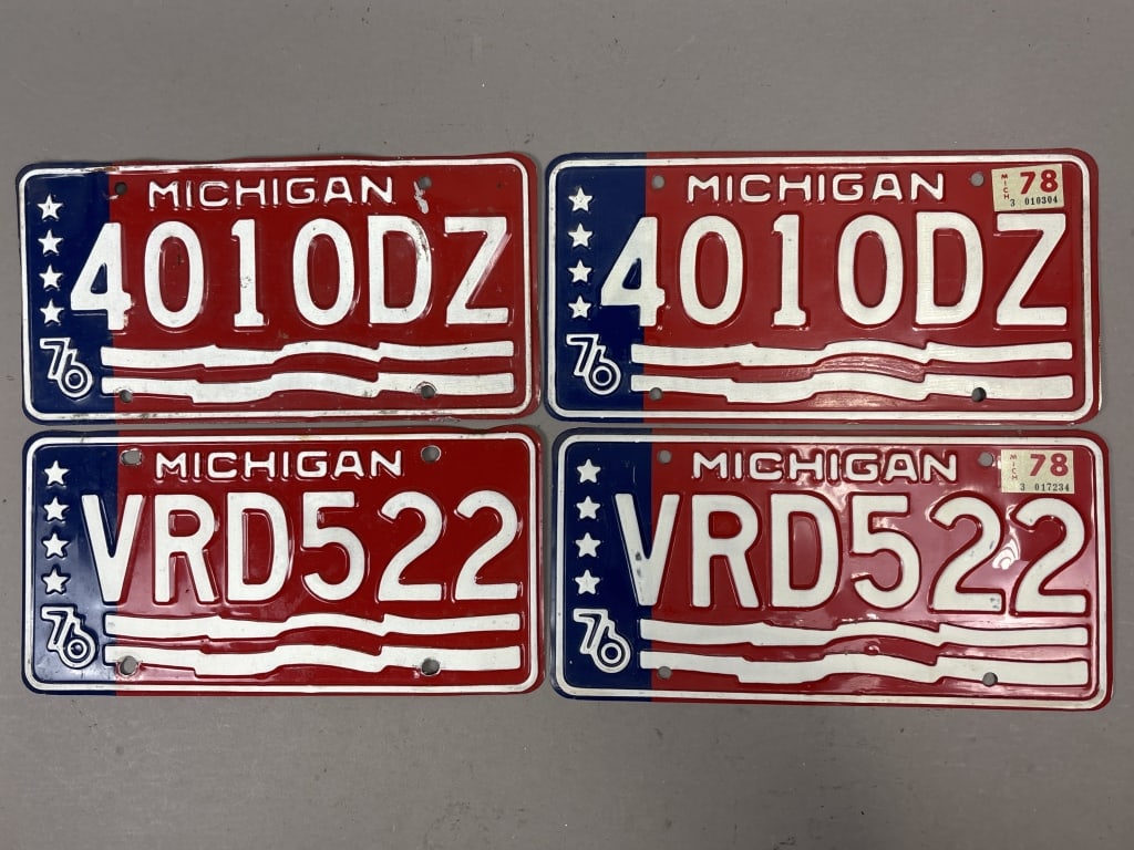 Lot 4 1976-78 Vintage Michigan License Plates: See all photos as a better idea of condition.