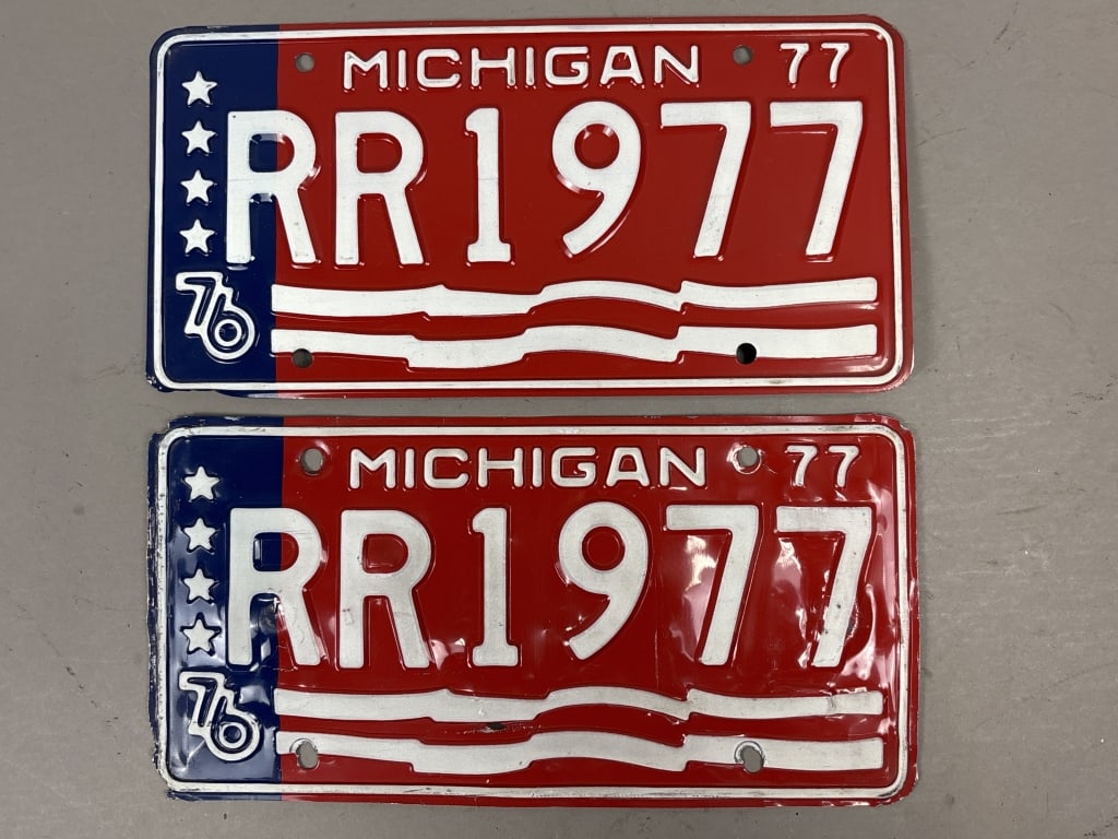 Pair 1977 Rolls Royce Personalized Michigan Plates: See all photos as a better idea of condition.
