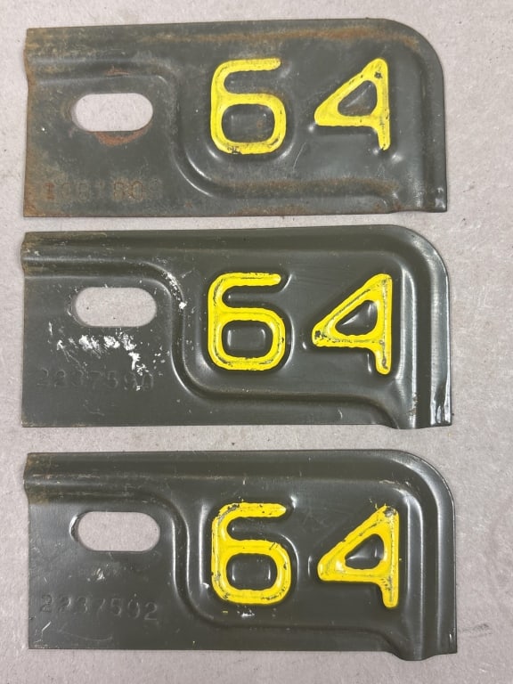 Lot 3 1964 Michigan License Plate Renewal Tags: See all photos as a better idea of condition.