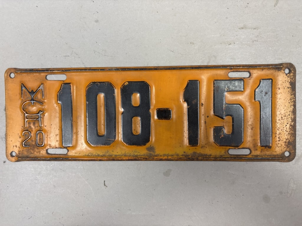 1920 Michigan 108151 Vintage License Plate: See all photos as a better idea of condition.