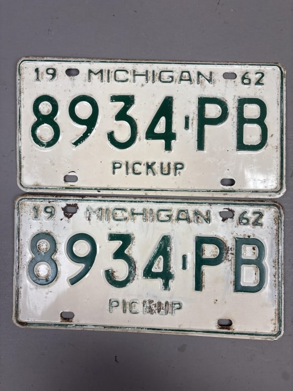 1962 Michigan Pickup 8934PB License Plates: See all photos as a better idea of condition.
