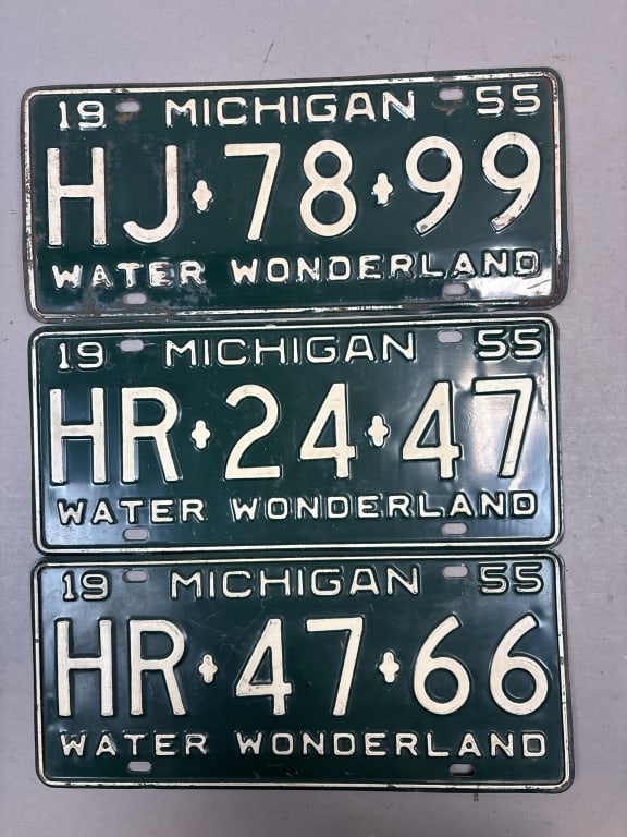 Lot 3 1956 Michigan Water Wonderland Plates: See all photos as a better idea of condition.