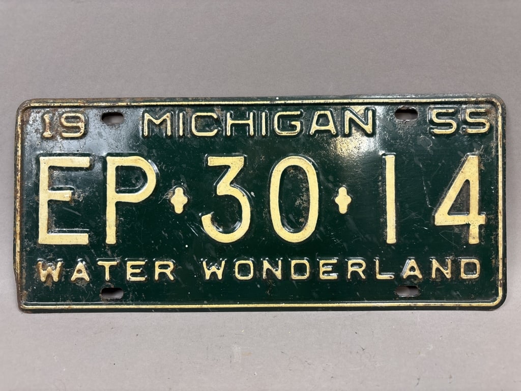 1955 Michigan EP-30-14 Water Wonderland Plate: See all photos as a better idea of condition.